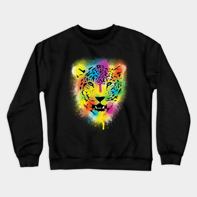 Pop Tiger Paint Drips Splatters Crewneck Sweatshirt by ddtk